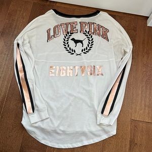 Pink by Victoria's Secret Bling Rose Gold Long Sleeve Tee Size Large
